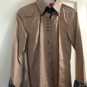 Brown and white shirt, size small